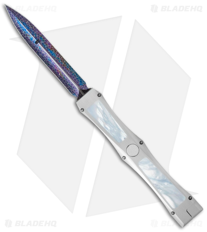 Marfione Custom Dragonslayer IV OTF Knife Mother of Pearl (Blued Damascus)