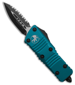 Microtech Troodon Mini D/E OTF Automatic Knife Blue (1.9" Black Full Serr)