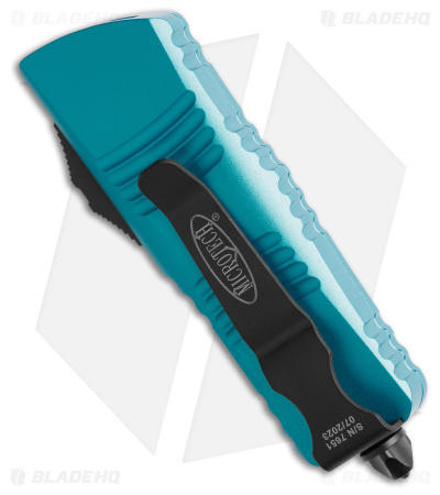 Microtech Troodon Mini D/E OTF Automatic Knife Turquoise (1.9" Black Serr)