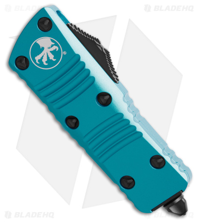 Microtech Troodon Mini D/E OTF Automatic Knife Turquoise (1.9" Black Serr)