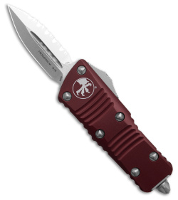 Microtech Troodon Mini D/E OTF Automatic Merlot Alum (1.9" Stonewash Full Serr)