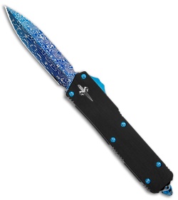 Microtech Scarab II - Dagger Spike Grind Blued Damascus w/ Titanium Hardware