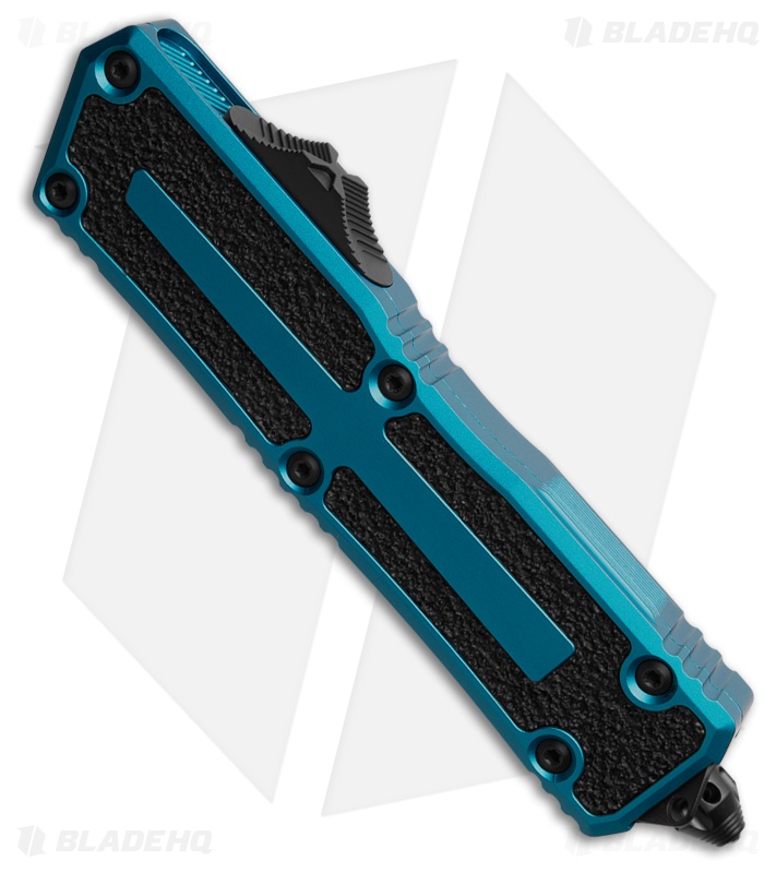 Microtech Scarab II Gen III D/E OTF Automatic Knife Blue Al (4" Black) 1280-1BL