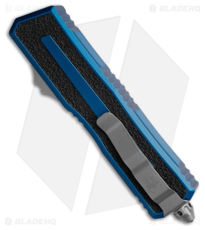 Microtech Scarab II Gen III D/E OTF Knife Blue Al (4" SW Full Serr) 1280-12BL