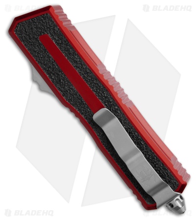 Microtech Scarab II Gen III D/E OTF Knife Red Al (4" SW Full Serr) 1280-12RD