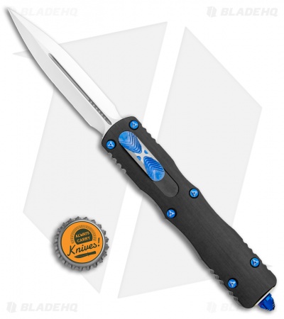 Marfione Custom Dirac Delta OTF Automatic Knife Aluminum/Blue Ringed (3" Mirror)