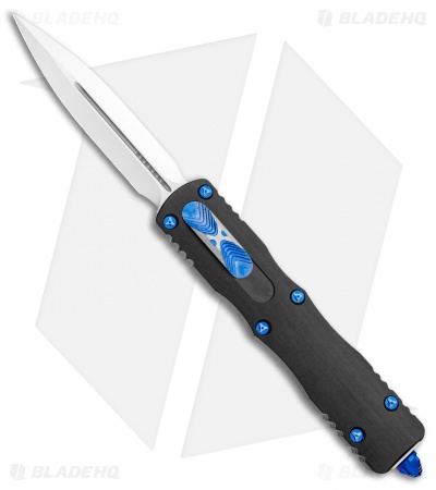 Marfione Custom Dirac Delta OTF Automatic Knife Aluminum/Blue Ringed (3" Mirror)