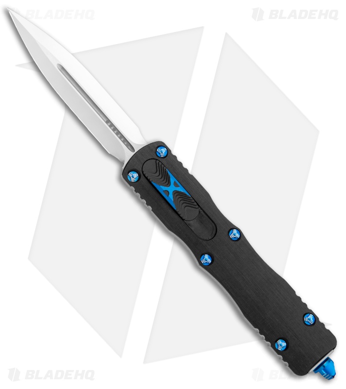 Marfione Custom Dirac OTF Automatic Knife Aluminum/Blue Ringed (3" Mirror)