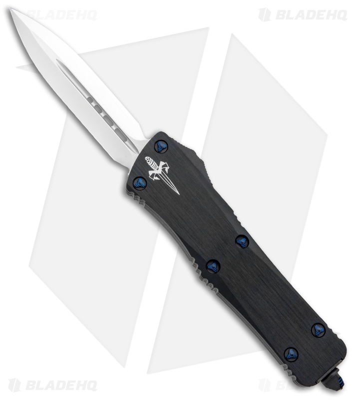 Marfione Custom Troodon OTF Knife Anodized Hefted Black Aluminum (3" Mirror)