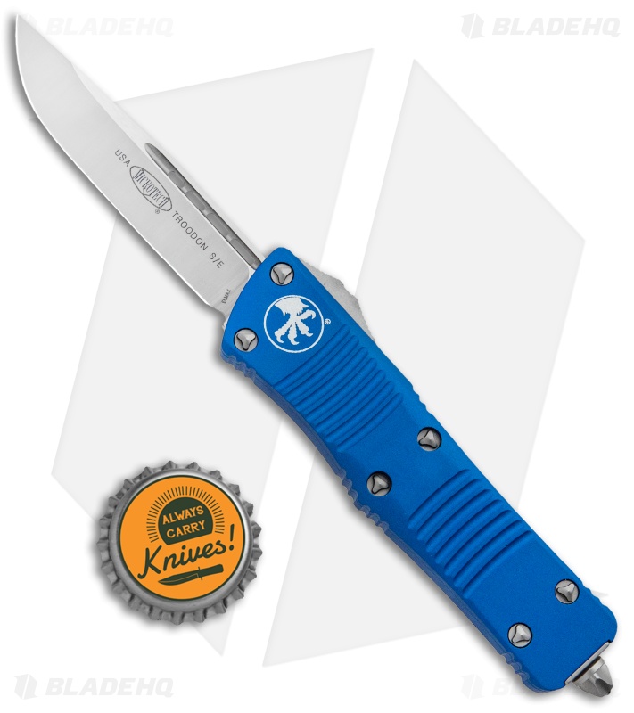Microtech Blue Troodon S/E OTF Automatic Knife (3" Satin Plain) 139-4BL