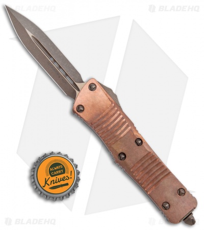 Microtech Signature Series Troodon D/E OTF Auto Knife Copper Top (3" Brnz Apoc) 