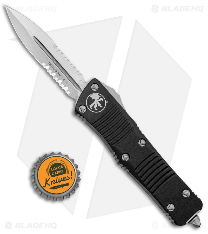 Microtech Troodon D/E OTF Automatic Knife (3" Stonewash Serr) 138-11