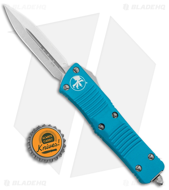 Microtech Troodon D/E OTF Automatic Knife Turquoise (3" Stonewash)