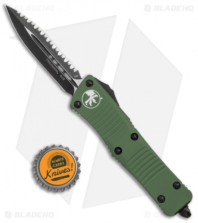 Microtech OD Green Troodon D/E OTF Automatic Knife (3" Black Full Serr) 138-3GR