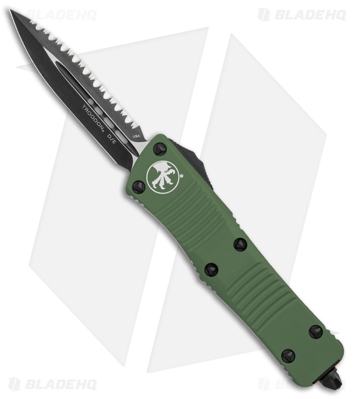Microtech OD Green Troodon D/E OTF Automatic Knife (3" Black Full Serr) 138-3GR