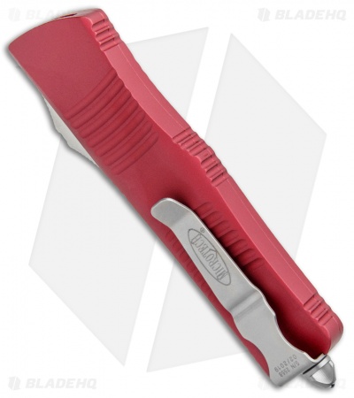 Microtech Troodon D/E OTF Red Automatic Knife (3" Stonewash) 138-10RD