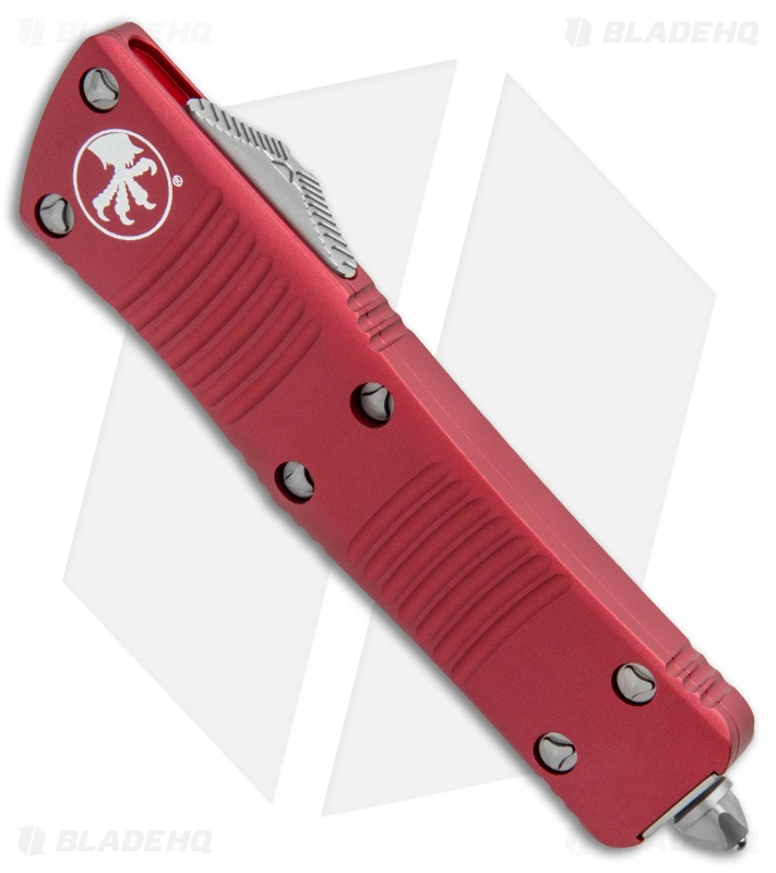 Microtech Troodon D/E OTF Red Automatic Knife (3" Stonewash) 138-10RD