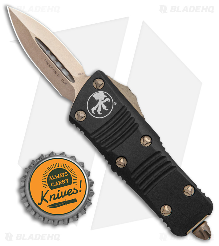 Microtech Troodon Mini D/E CA Legal OTF Automatic Knife Black (1.9" Bronze ) 