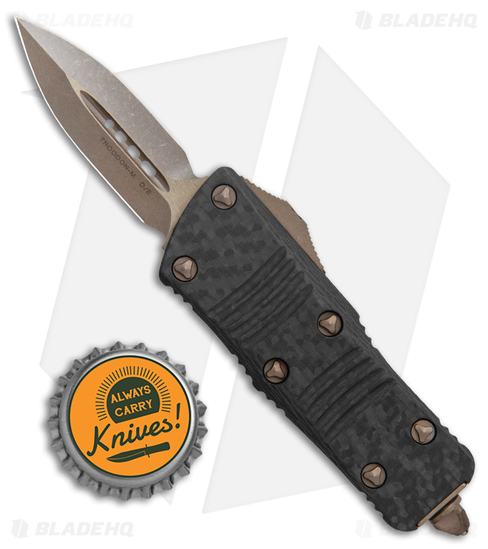 Microtech Troodon Mini D/E CA Legal OTF Automatic Knife CF (1.9" Bronze AP) 
