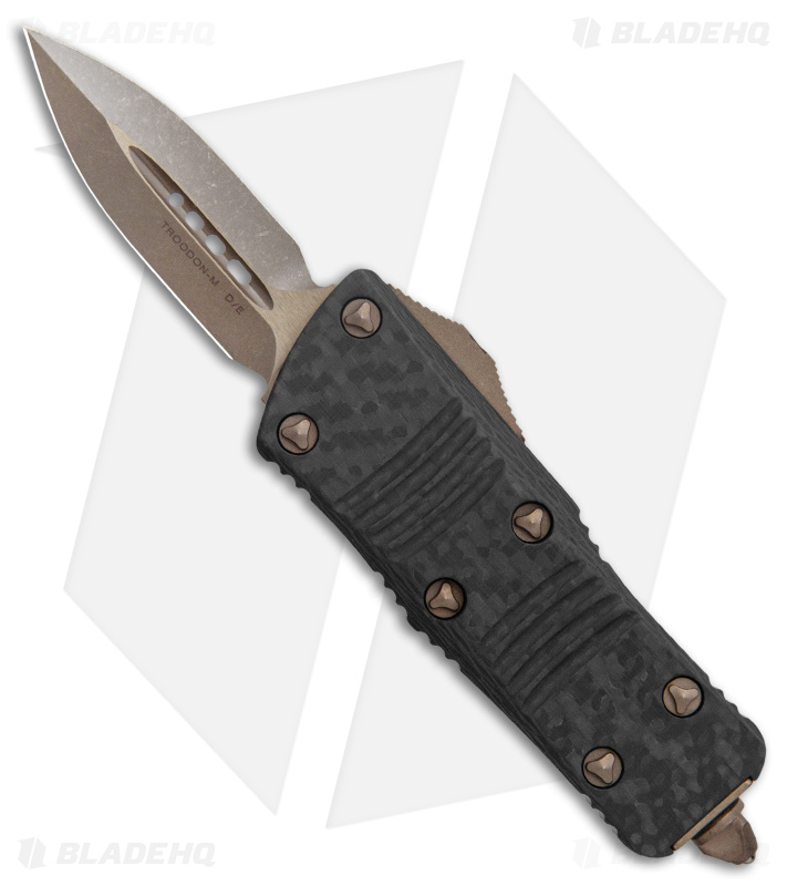 Microtech Troodon Mini D/E CA Legal OTF Automatic Knife CF (1.9" Bronze AP) 