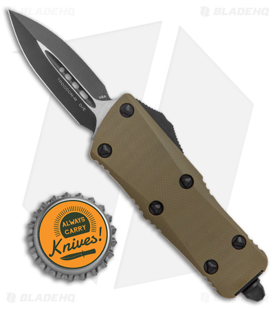 Microtech Troodon Mini D/E CA Legal OTF Auto Knife OD Green G-10 (1.9" Black) 
