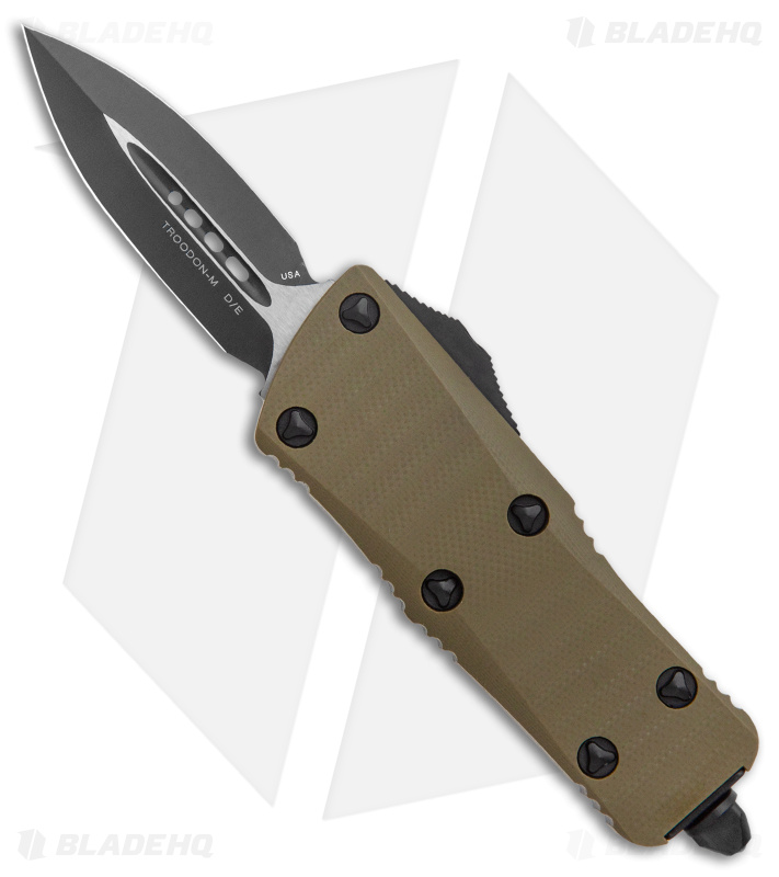 Microtech Troodon Mini D/E CA Legal OTF Auto Knife OD Green G-10 (1.9" Black)