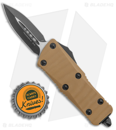 Microtech Troodon Mini Dagger CA Legal OTF Auto Knife SS Tan G-10 (1.9" Black) 