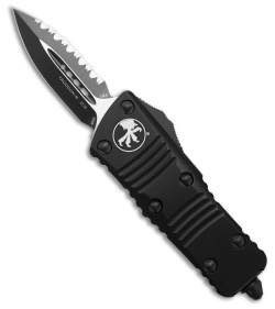 Microtech Troodon Mini D/E OTF Automatic Knife Black (1.9" Black Serr ) 238-3T