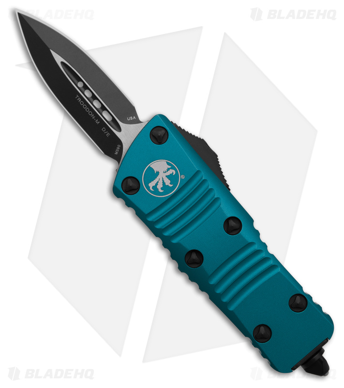 Microtech Troodon Mini D/E OTF Automatic Knife Blue (1.9" Black)