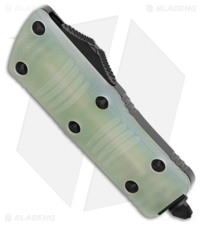 Microtech Troodon Mini D/E OTF Automatic Knife Jade G-10/Black Al (1.9" Black)