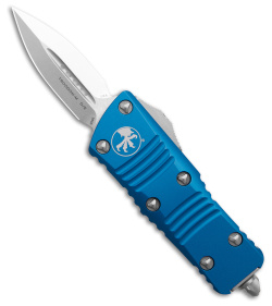 Microtech Troodon Mini D/E OTF Auto Knife Blue  Alum (1.9" Stonewash) 238-10BL