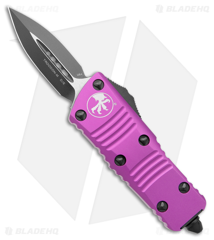 Microtech Troodon Mini D/E OTF Automatic Knife Violet Aluminum (1.9" Black)