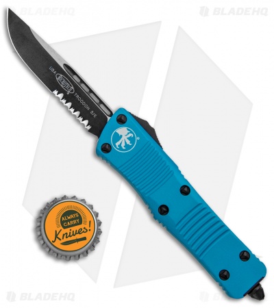 Microtech Troodon S/E OTF Automatic Knife Turquoise (3" Black Serr) 139-2TQ