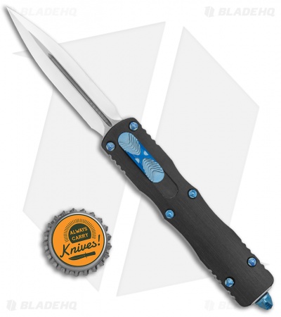 Marfione Custom Dirac Dagger D/E OTF Knife Black (2.9" Cracked Ice Mirror)