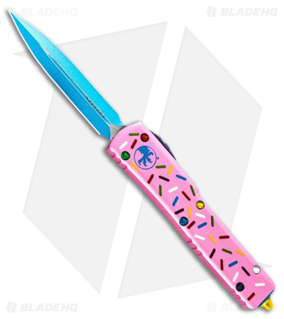 す*郎様 【美品】UNITY ユニティ HANDS TEAM 8.5インチスケー Microtech UTX-70 OTF Dessert Warrior Pink (Blue) - Blade HQ