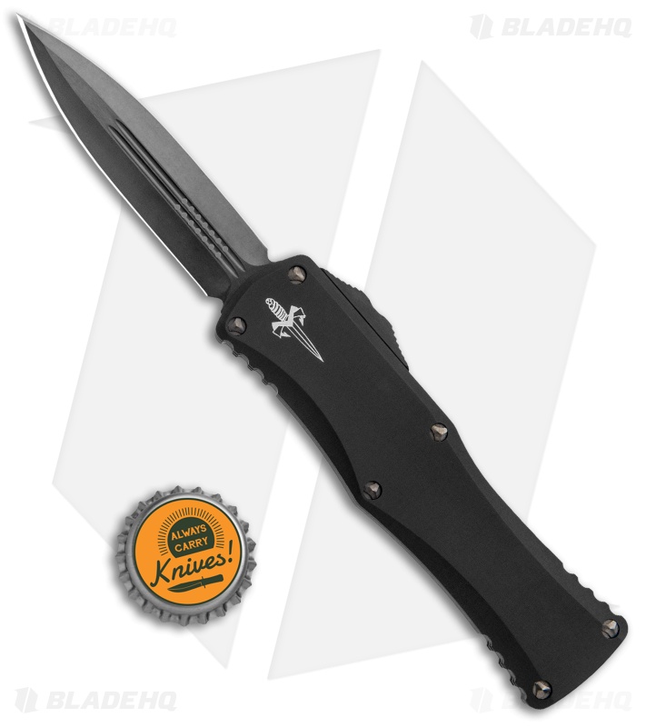 Microtech Hera Custom OTF Automatic Knife Black Aluminum (3" Black DLC