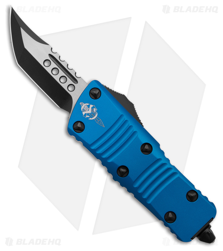 Microtech Mini Troodon Hellhound OTF Automatic Knife Blue (1.9" Two-Tone)