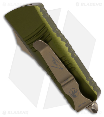 Microtech Mini Troodon Hellhound OTF Automatic Knife OD Green (1.9" Bronze) 