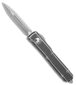 Microtech Ultratech D/E OTF Knife Distressed Black (3.4&quot; AP Full Serr)122-12DBK | 119363