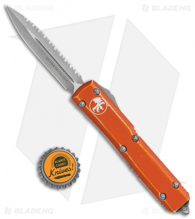 Microtech Ultratech D/E OTF Auto Knife Distressed Orange (3.4" BB/SW Full Serr)