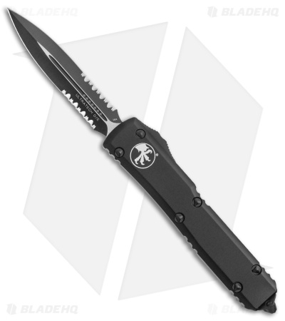 Microtech Ultratech Dagger OTF Knife Tactical Black D/E (3.4" Black Serr) 122-2T