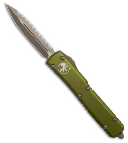 Microtech Ultratech D/E OTF Automatic Knife OD Green (3.4" Bronze Full Serr)