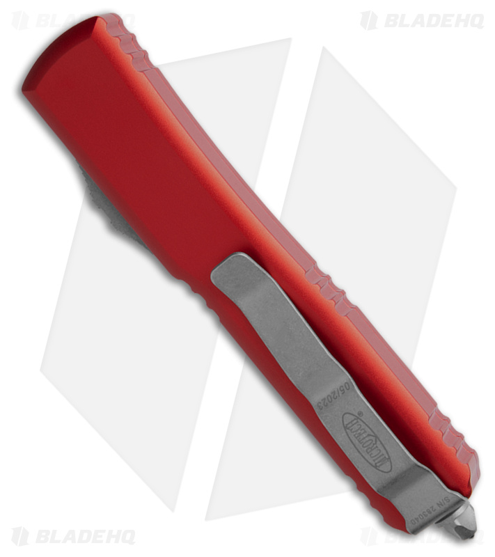 Microtech Ultratech D/E OTF Automatic Knife Red  (3.4" Apocalyptic Full Serr)
