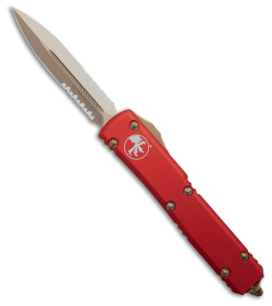 Microtech Ultratech D/E OTF Automatic Knife Red (3.4" Bronze Serr) 122-14RD