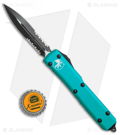 Microtech Ultratech D/E OTF Automatic Knife Turquoise CC (3.4" Black Serr)