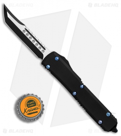 Microtech Ultratech Hellhound Tanto OTF Automatic Knife Black G-10 w/ Blue HW 