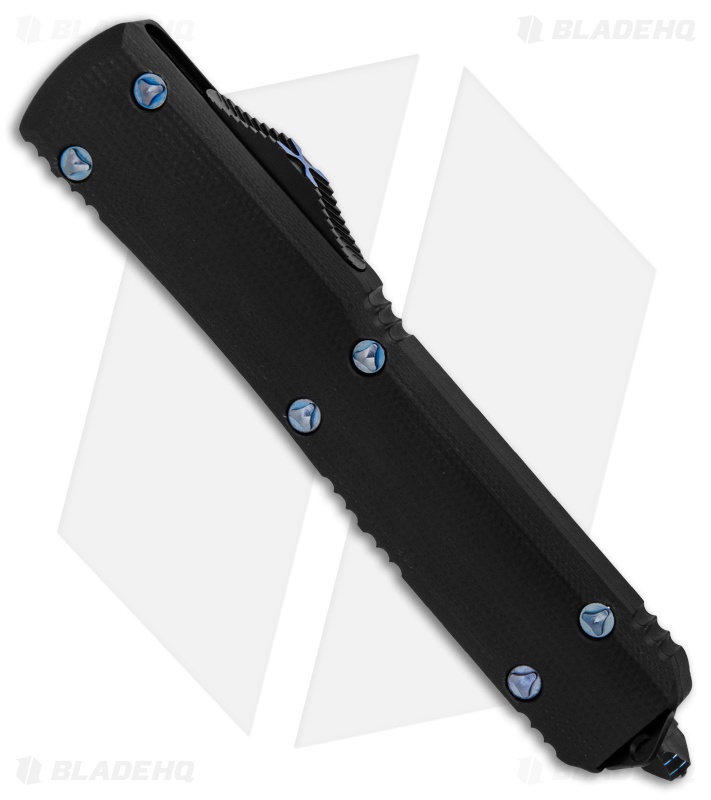 Microtech Ultratech Hellhound Tanto OTF Automatic Knife Black G-10 w/ Blue HW 