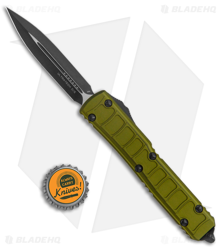 Microtech Ultratech II OTF Knife D/E Step Side OD Green Aluminum (3.4" Black)