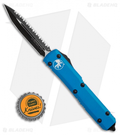 Microtech Ultratech Knife Blue D/E OTF Automatic (3.4" Full Serr) 122-3BL