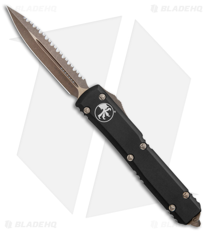 Microtech Ultratech OTF D/E Automatic Knife Black CC (3.4" Bronze Serr)
